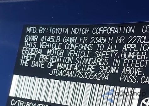 2025 Toyota Prius Le z USA, uszkodzony, nr VIN JTDACAAU7S3056294